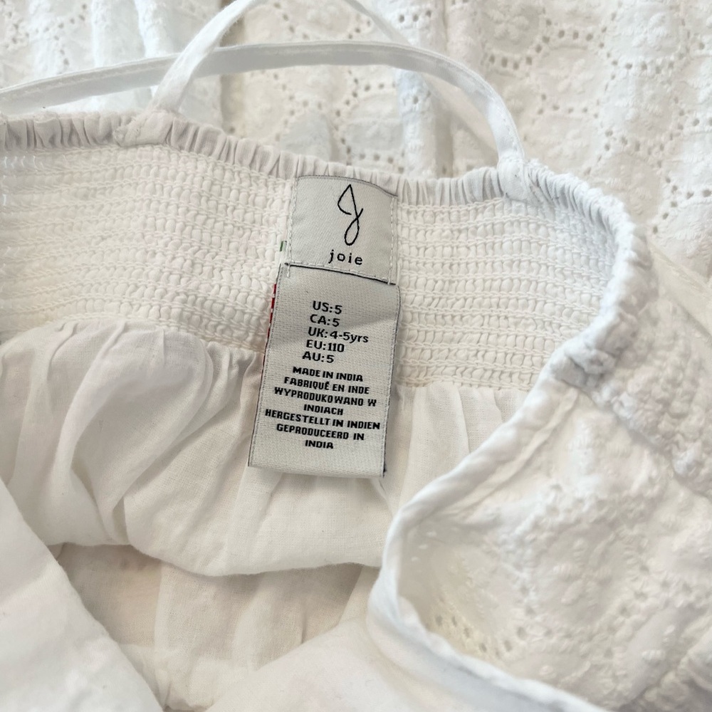 BEAUTIFUL Joie White Eyelet Spaghetti Strap Dress | Girls 5T - Picture 5 of 8